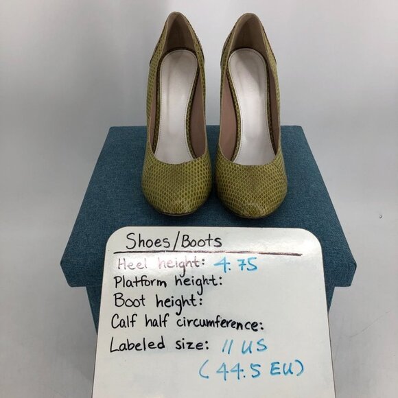 Chloe Yellow Orange/Brown Two-tone Snake Skin Elaphe Pumps size 11 - Picture 14 of 15